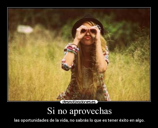 Si no aprovechas - las oportunidades de la vida, no sabrás lo que es tener éxito en algo.