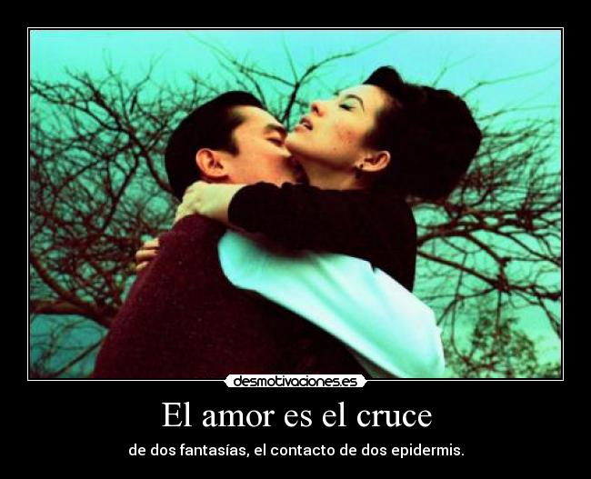 El amor es el cruce - de dos fantasías, el contacto de dos epidermis.