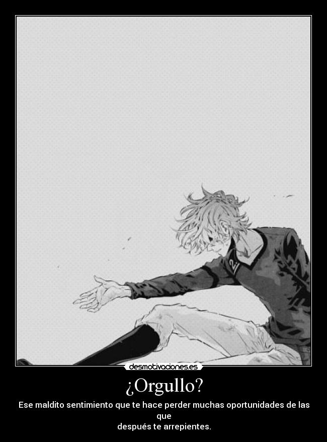 ¿Orgullo? - Ese maldito sentimiento que te hace perder muchas oportunidades de las que
después te arrepientes.