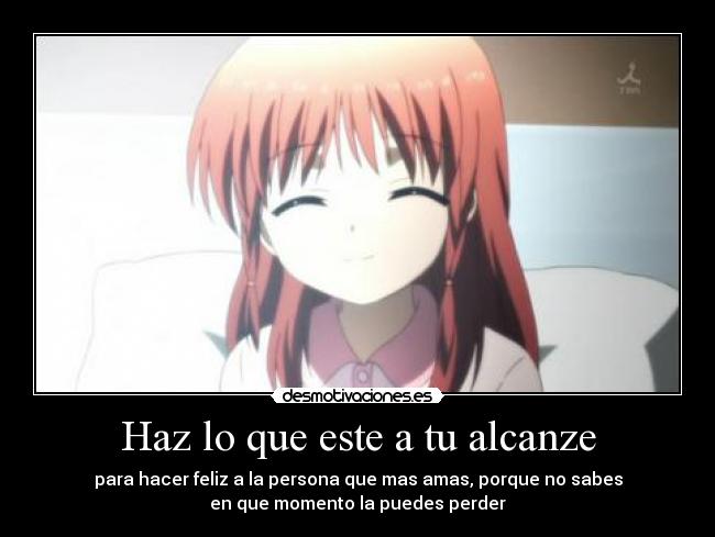 carteles angel beats hatsune otonashi echos reales seres amados felicidad tristeza sonrisa desmotivaciones