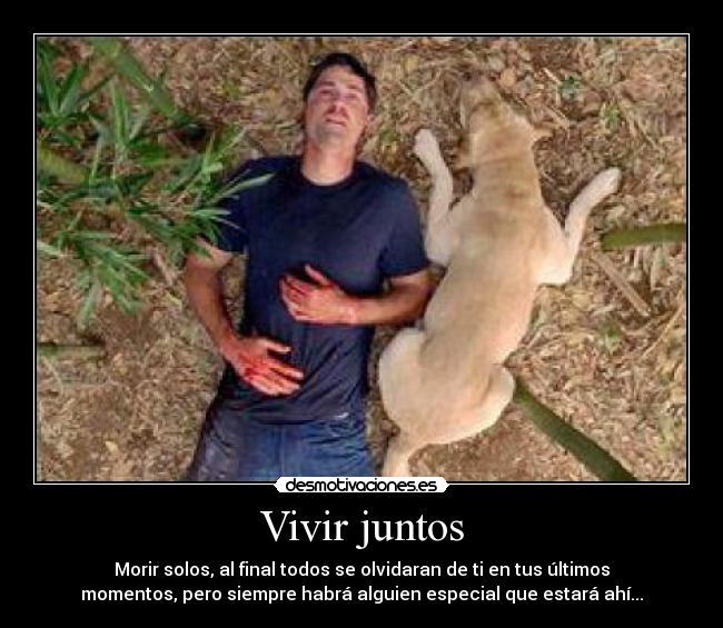 Vivir juntos - Morir solos, al final todos se olvidaran de ti en tus últimos
momentos, pero siempre habrá alguien especial que estará ahí...