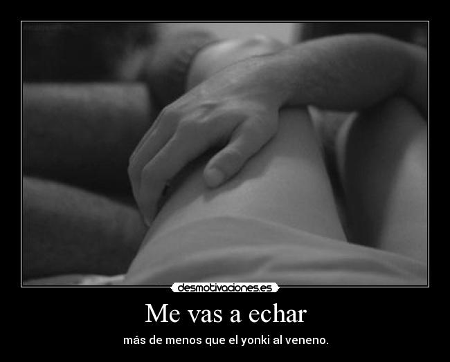 Me vas a echar - más de menos que el yonki al veneno.