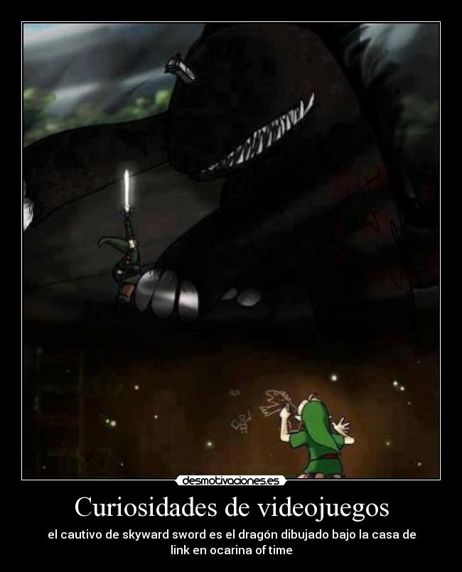 Curiosidades de videojuegos - el cautivo de skyward sword es el dragón dibujado bajo la casa de
link en ocarina of time
