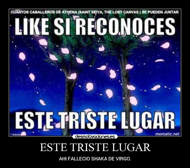 ESTE TRISTE LUGAR - AHI FALLECIO SHAKA DE VIRGO.