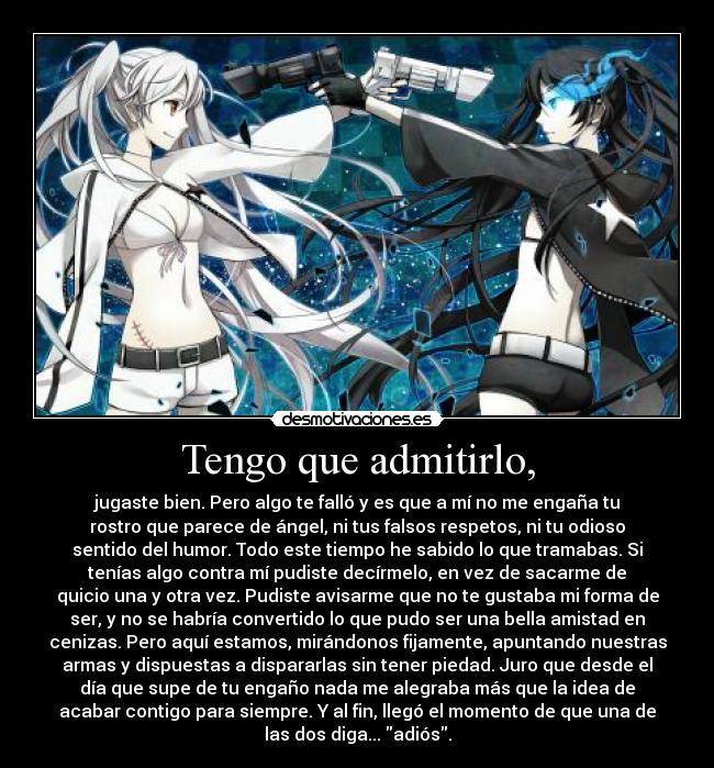 carteles anime black rock shooter amistad rota que pena shinigamixlll desmotivaciones