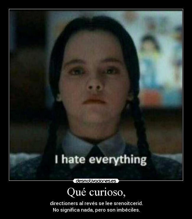 Qué curioso, - directioners al revés se lee srenoitcerid.
No significa nada, pero son imbéciles.