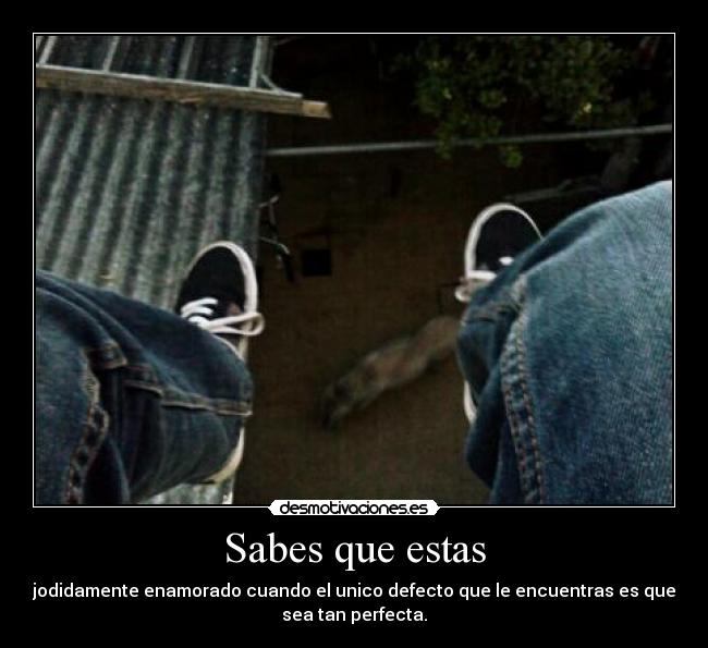 Sabes que estas - jodidamente enamorado cuando el unico defecto que le encuentras es que
sea tan perfecta.