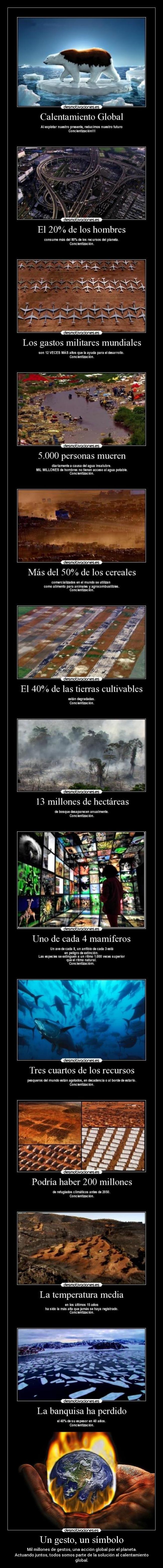 Un gesto, un símbolo - Mil millones de gestos, una acción global por el planeta.
Actuando juntos, todos somos parte de la solución al calentamiento global.