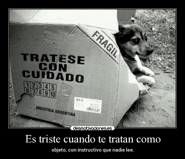 Es triste cuando te tratan como - objeto, con instructivo que nadie lee.