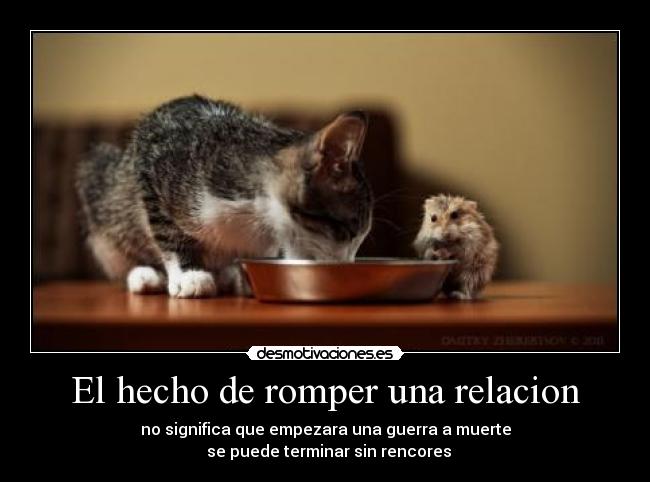 El hecho de romper una relacion - no significa que empezara una guerra a muerte
  se puede terminar sin rencores