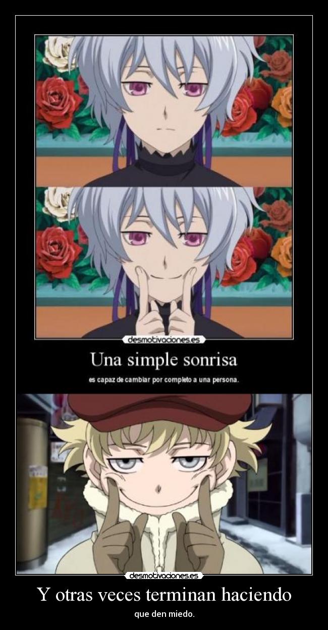 carteles raptorhunters nigatsu harukaze anime manga otaku darker than blac sonrisa miedo felicidad july yin desmotivaciones