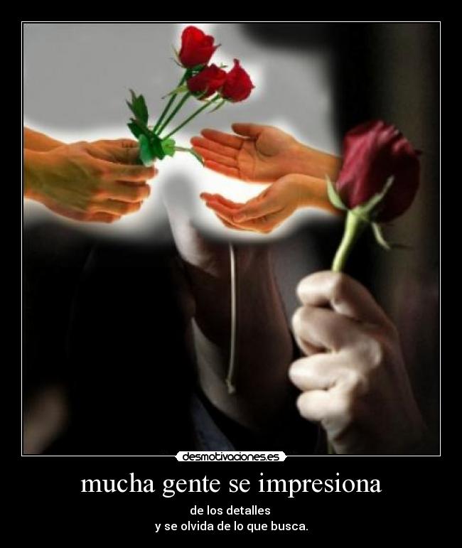 mucha gente se impresiona - de los detalles
y se olvida de lo que busca.