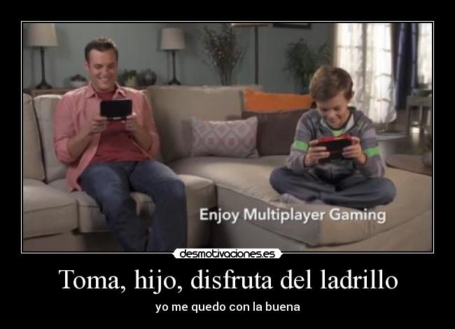 carteles 2ds 3ds nintendo ladrillo consola fea nino padre desmotivaciones