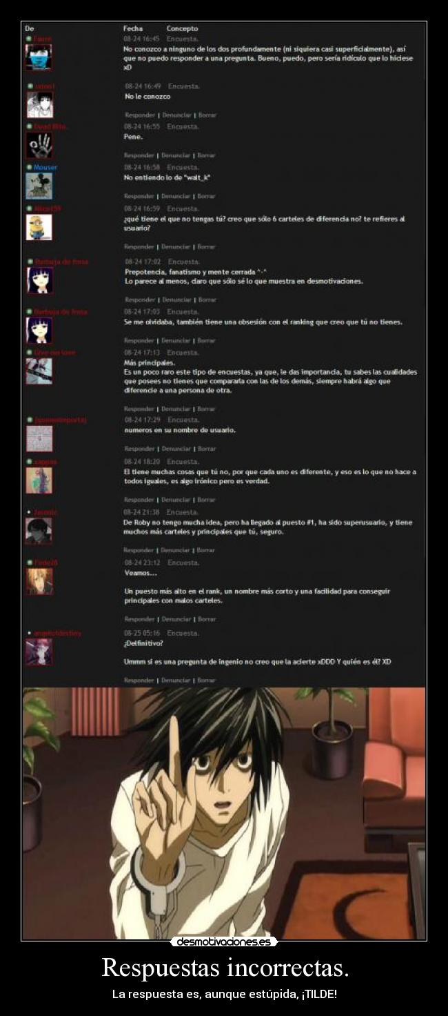 Respuestas incorrectas. - 