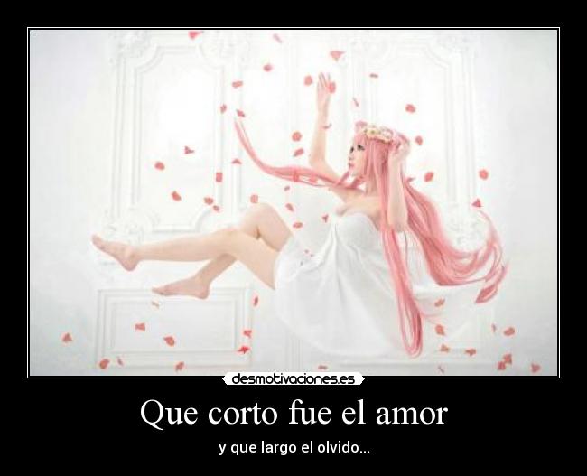 Que corto fue el amor - y que largo el olvido...