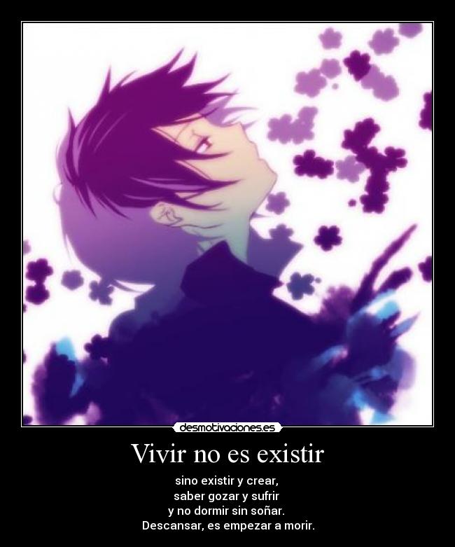 carteles anime otaku devilbrigade night miyama uguisu vivir vida existir crear gozar surfrir sonar desmotivaciones