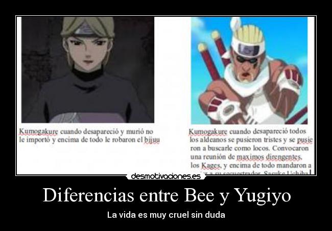 Diferencias entre Bee y Yugiyo - La vida es muy cruel sin duda