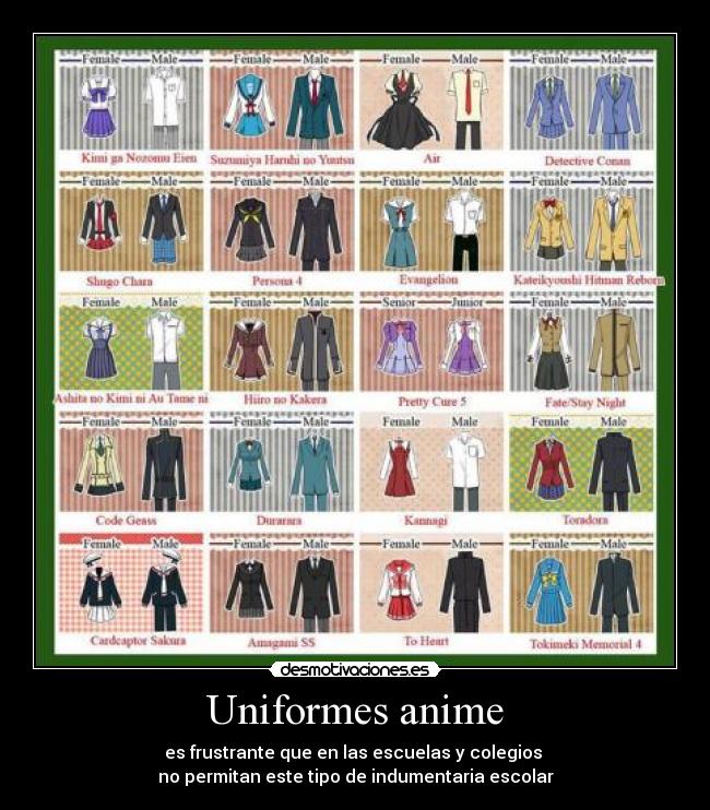 Uniformes anime -