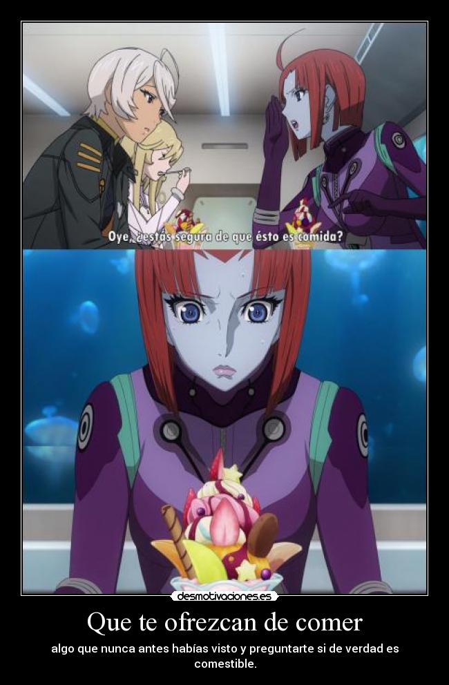 carteles raptorhunters nigatsu harukaze anime manga otaku yamato space battlship melda helado comida alien desmotivaciones