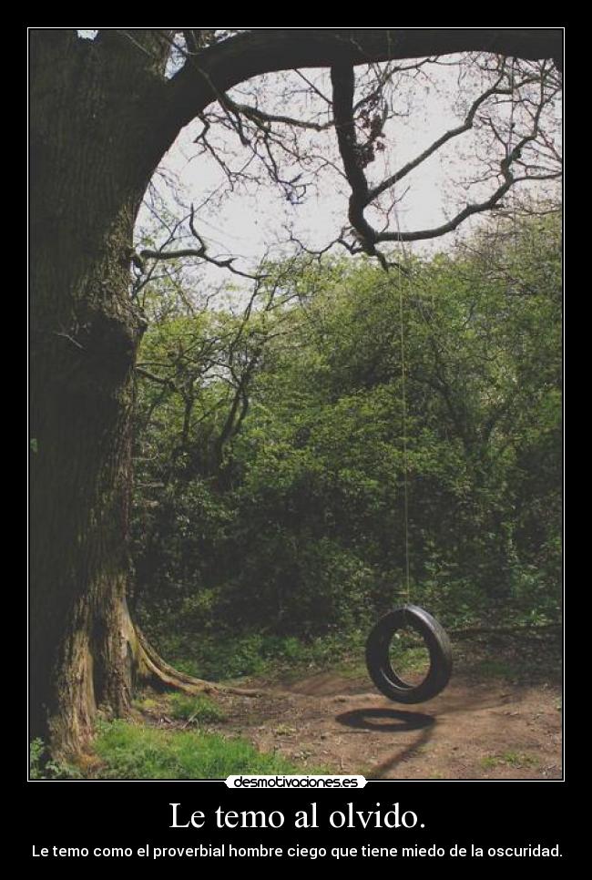 Le temo al olvido. - Le temo como el proverbial hombre ciego que tiene miedo de la oscuridad.