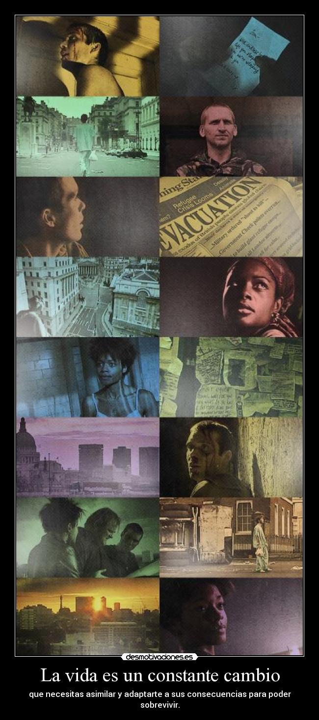 La vida es un constante cambio - que necesitas asimilar y adaptarte a sus consecuencias para poder sobrevivir.