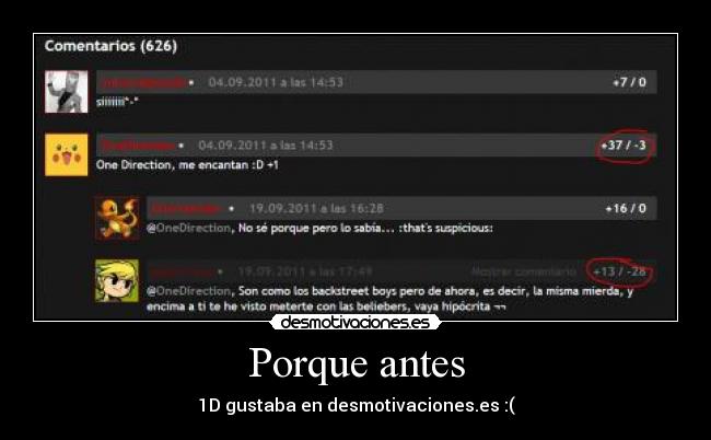 Porque antes - 1D gustaba en desmotivaciones.es :(