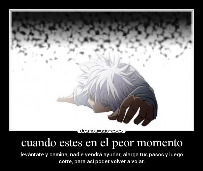 carteles anime killua hunter cazador caminar avanzar lucha desmotivaciones