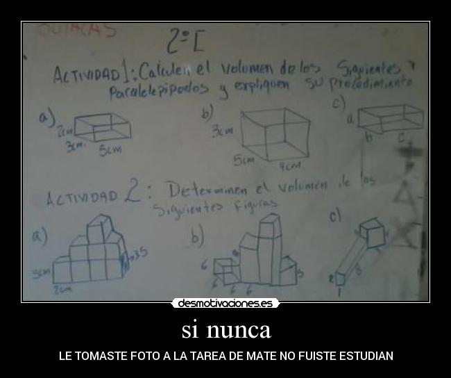 si nunca - LE TOMASTE FOTO A LA TAREA DE MATE NO FUISTE ESTUDIAN