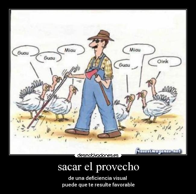 sacar el provecho - de una deficiencia visual 
puede que te resulte favorable