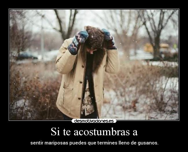 Si te acostumbras a - sentir mariposas puedes que termines lleno de gusanos.