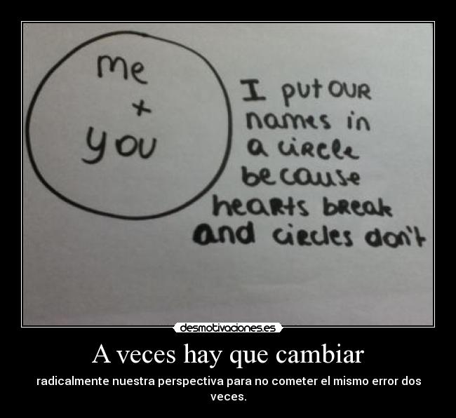 A veces hay que cambiar - radicalmente nuestra perspectiva para no cometer el mismo error dos veces.