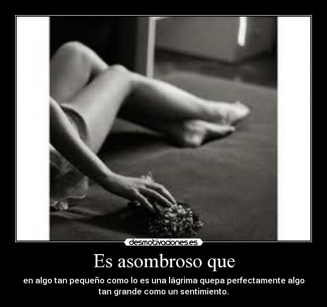 Es asombroso que - en algo tan pequeño como lo es una lágrima quepa perfectamente algo
tan grande como un sentimiento.