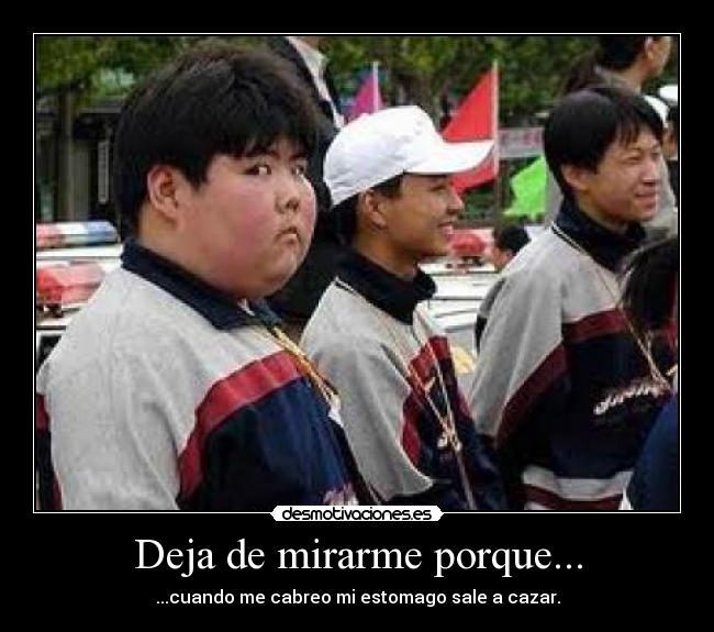 Deja de mirarme porque... - ...cuando me cabreo mi estomago sale a cazar.