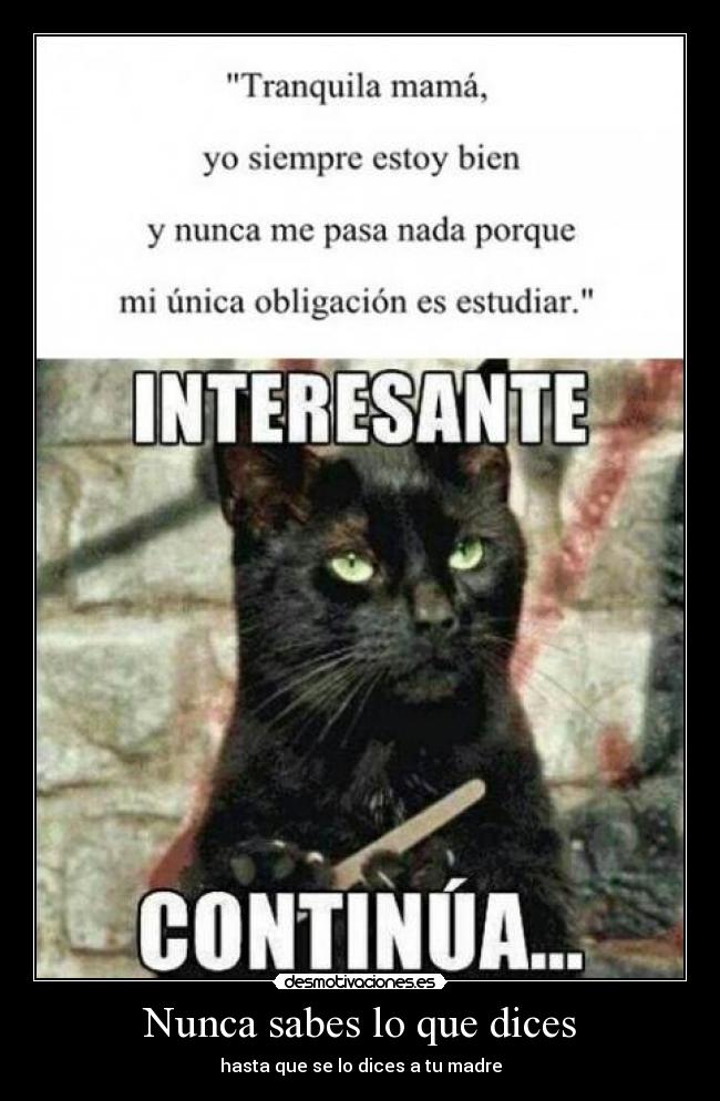 Nunca sabes lo que dices - hasta que se lo dices a tu madre