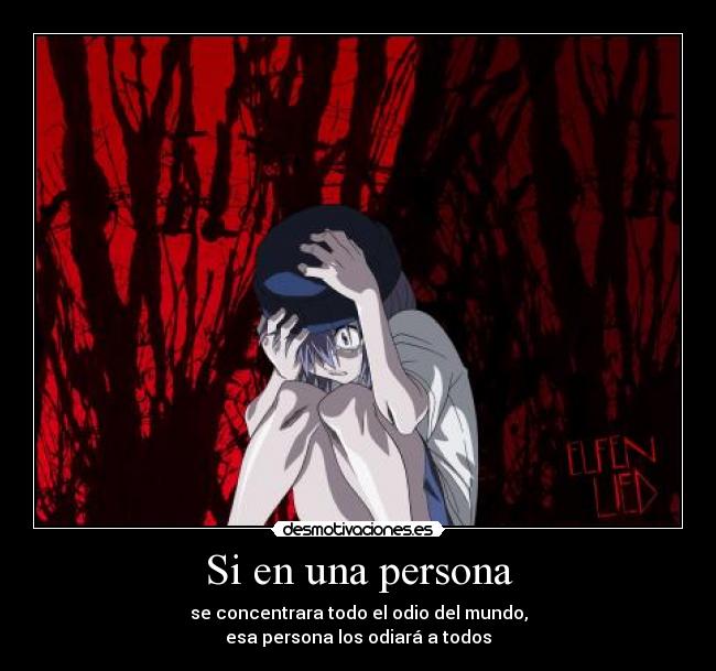 carteles anime elfen lied lucy nina diclonius desmotivaciones