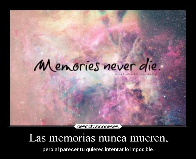 Las memorias nunca mueren, - pero al parecer tu quieres intentar lo imposible.