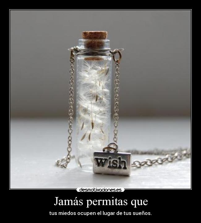 Jamás permitas que - tus miedos ocupen el lugar de tus sueños.