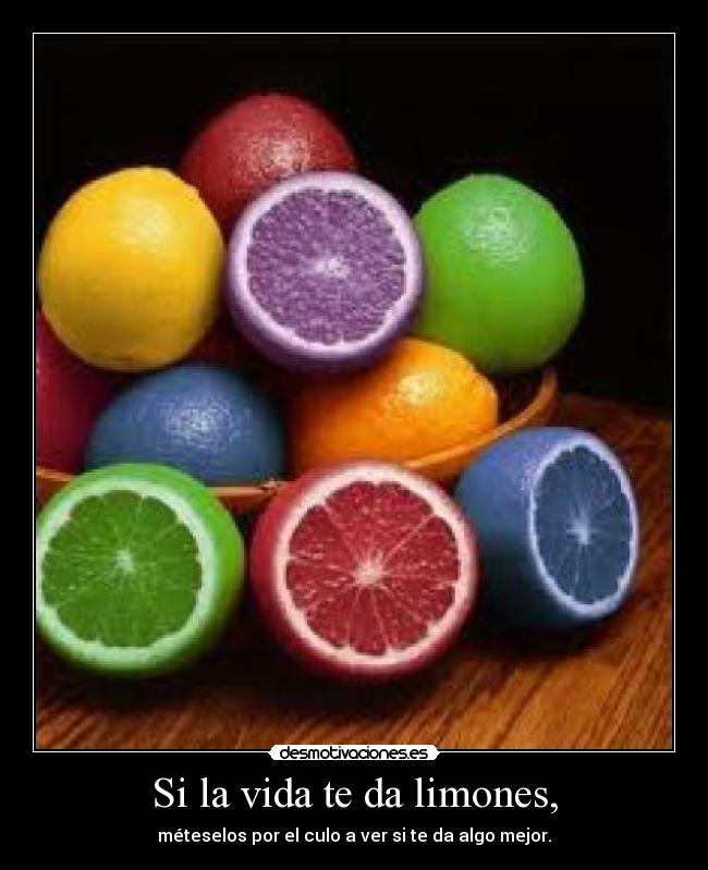 Si la vida te da limones, - méteselos por el culo a ver si te da algo mejor.