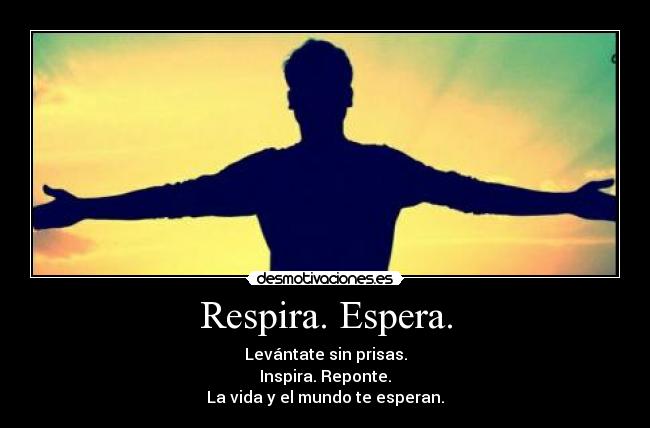 Respira. Espera. - Levántate sin prisas.
Inspira. Reponte.
La vida y el mundo te esperan.