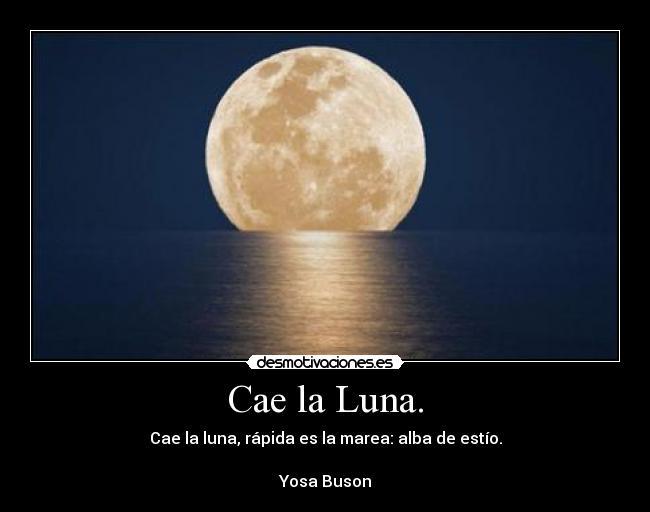 Cae la Luna. - Cae la luna, rápida es la marea: alba de estío.
Yosa Buson