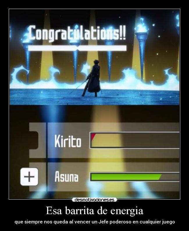 carteles sword art online kirito kazuto kirigaya echos reales videojuegos jefes dificiles energia desmotivaciones
