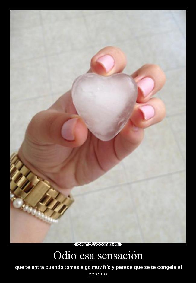 Odio esa sensación - que te entra cuando tomas algo muy frío y parece que se te congela el cerebro.