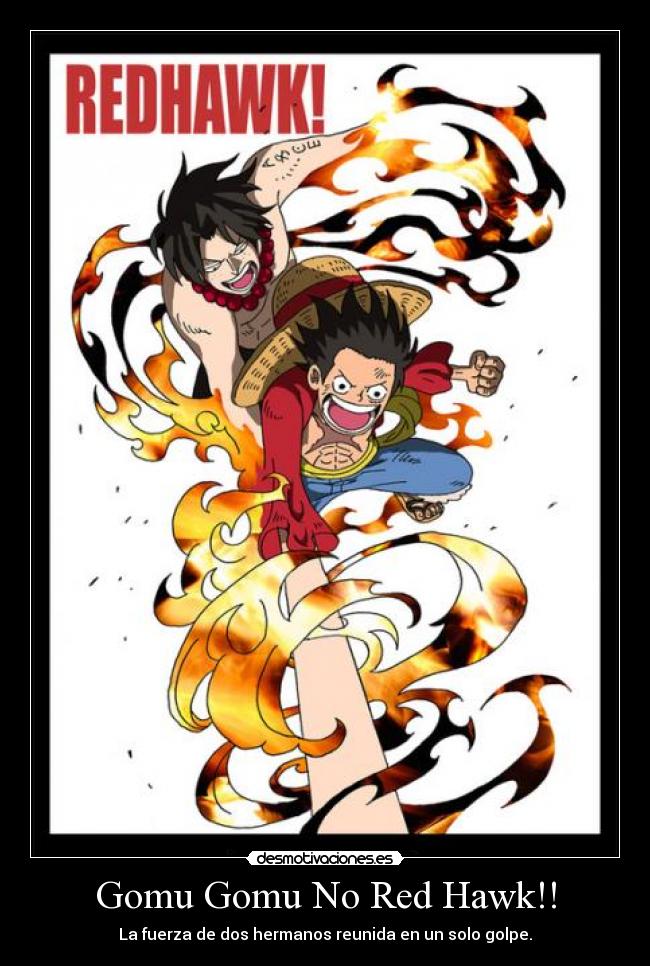 Gomu Gomu No Red Hawk!! - La fuerza de dos hermanos reunida en un solo golpe.