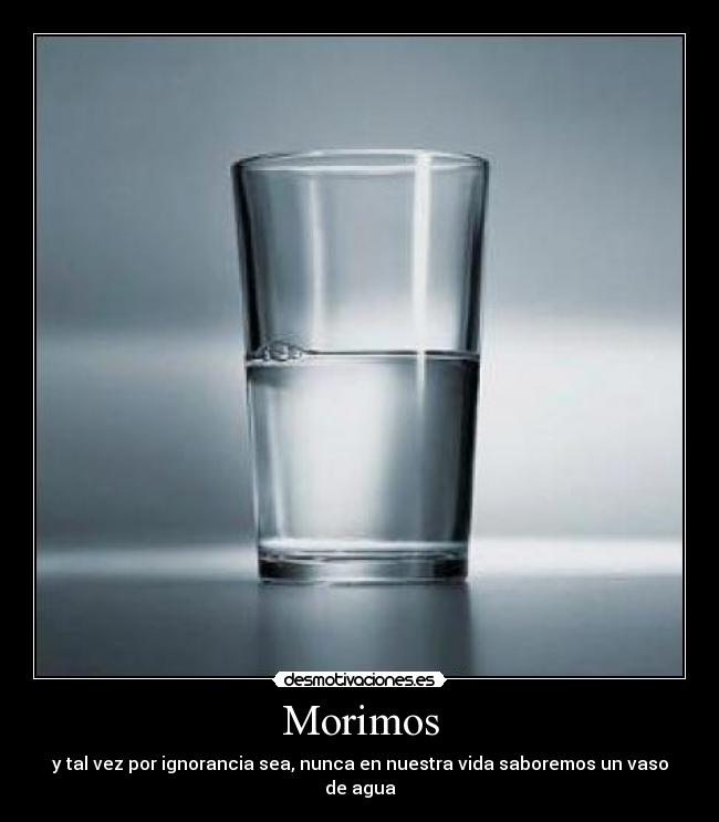 Morimos - y tal vez por ignorancia sea, nunca en nuestra vida saboremos un vaso de agua