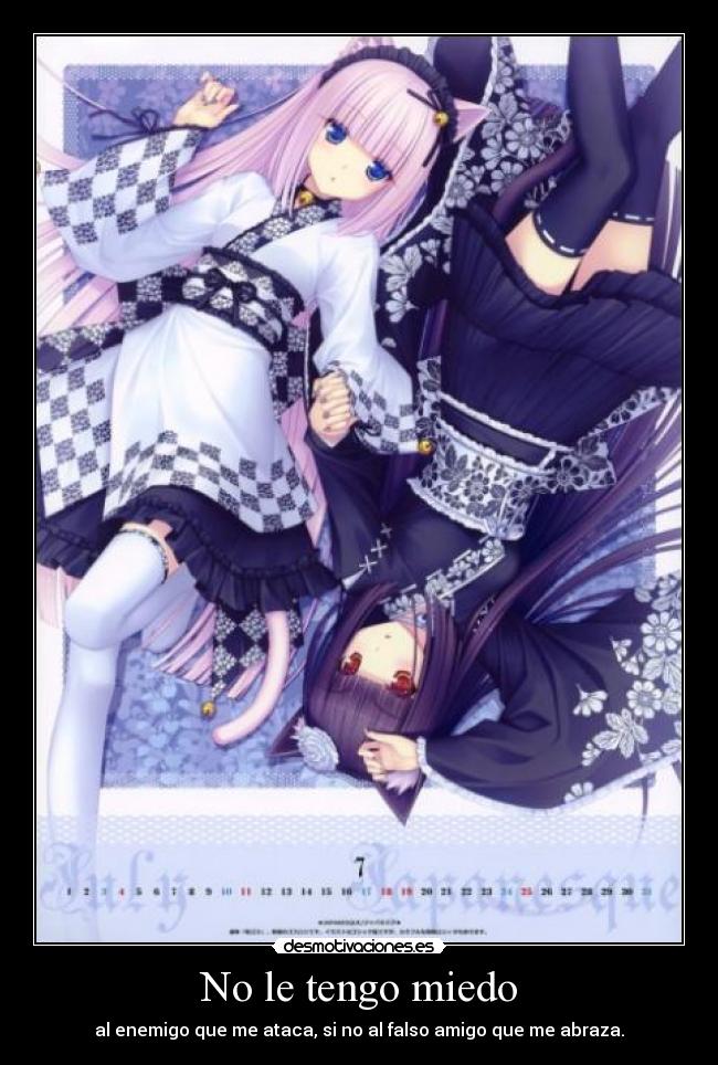 No le tengo miedo - al enemigo que me ataca, si no al falso amigo que me abraza.