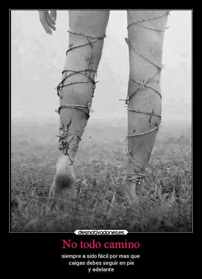 No todo camino - siempre a sido fácil por mas que
caigas debes seguir en pie
y adelante