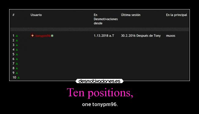 Ten positions, - 