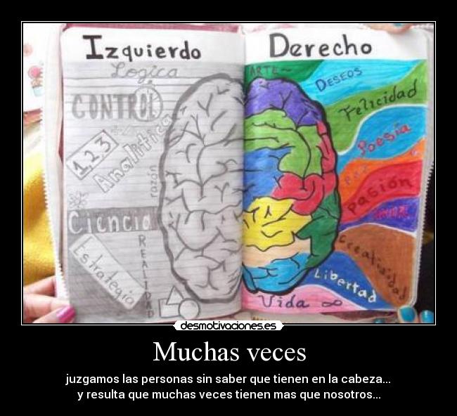 Muchas veces - juzgamos las personas sin saber que tienen en la cabeza...
y resulta que muchas veces tienen mas que nosotros...