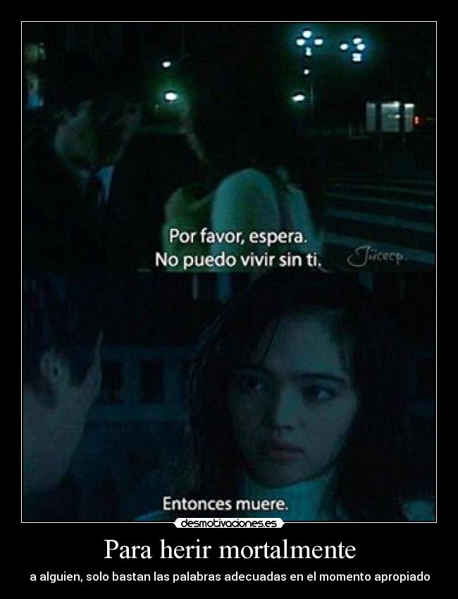 Para herir mortalmente - a alguien, solo bastan las palabras adecuadas en el momento apropiado