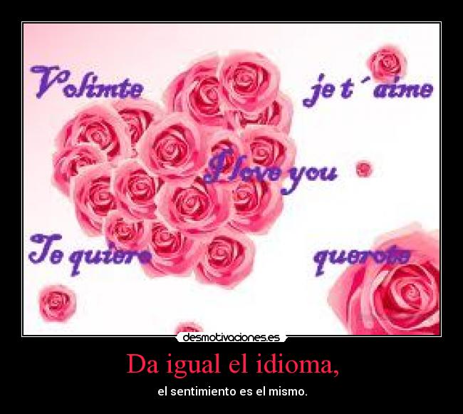 Da igual el idioma, - el sentimiento es el mismo.